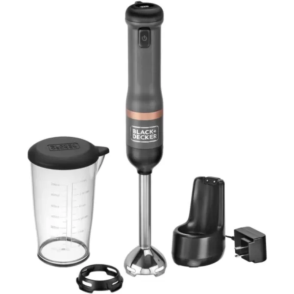 BLACK+DECKER Kitchen Wand Cordless Immersion Blender, Hand Blender with Charging Dock, Red 