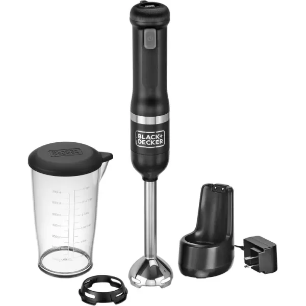 BLACK+DECKER Kitchen Wand Cordless Immersion Blender, Hand Blender with Charging Dock, Red 