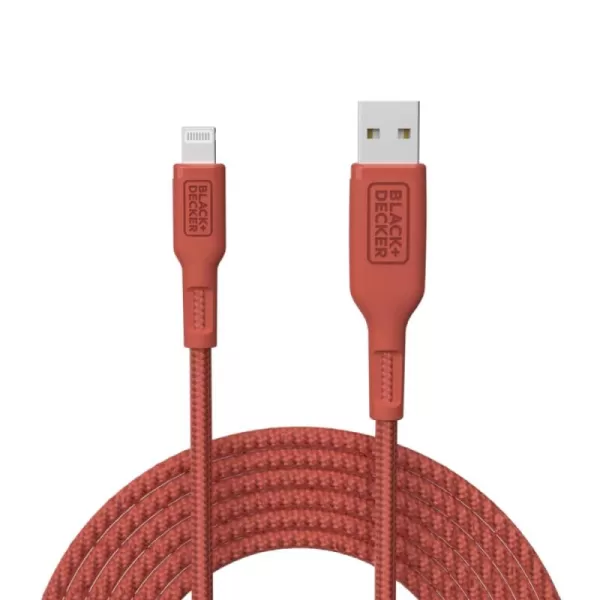 BLACK+DECKER Lightning to USB Cable - Fast Compatible iPhone Lightning Cable - Durable Braided iPhone Charger Cord - for Travel and Daily Use - Multiple Color + Length Options - 6ft