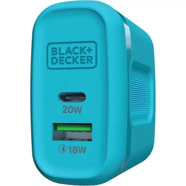 BLACK+DECKER Quick-Charge PD Wall Charger, 2-Port, 38W - USB &amp; Type C Wall Plug - Compact Power Block USB C - Fast Charger Adapter Power Delivery &amp; Qualcomm QC 3.0 - Perfect for Home, Office, Travel