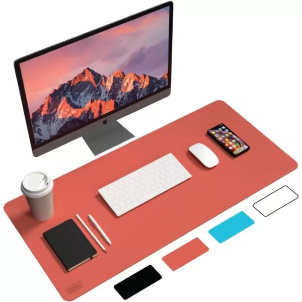Black+Decker Faux Leather Desk Mat for Keyboard and Mouse - Office Desk Accessories - Protective Office Desk Decor Men, Women, Teens - Desk Pad Mat for Gaming, Work from Home, Office - Desk Organizers