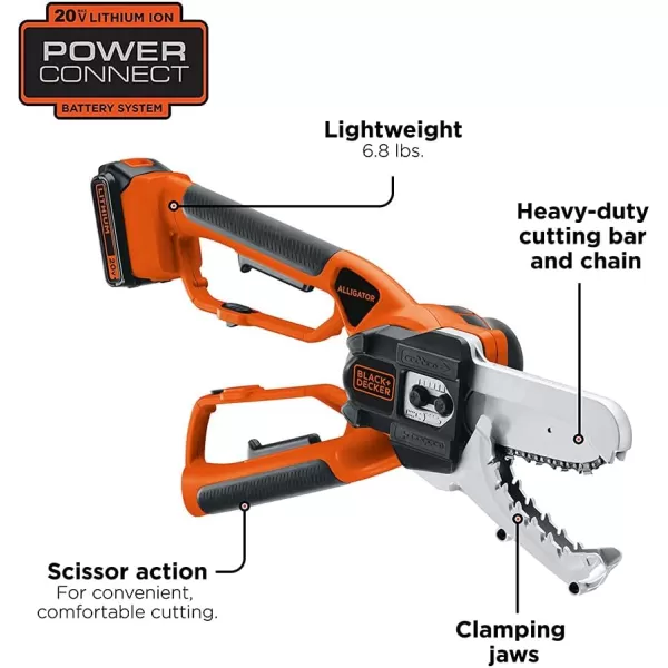 BLACK+DECKER 20V MAX* Cordless Chainsaw, Alligator Lopper 