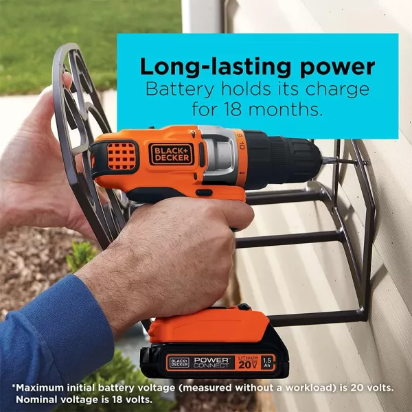 BLACK+DECKER 20V MAX Cordless Drill Driver with Battery and Charger, LED Work Light 