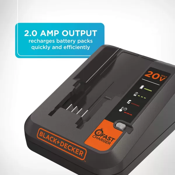 BLACK+DECKER 20V MAX Lithium Battery Charger, 2 Amp 