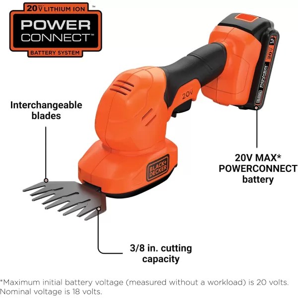 BLACK+DECKER 20V MAX* POWERCONNECT 3/8 in. Cordless Shear Shrubber Kit 
