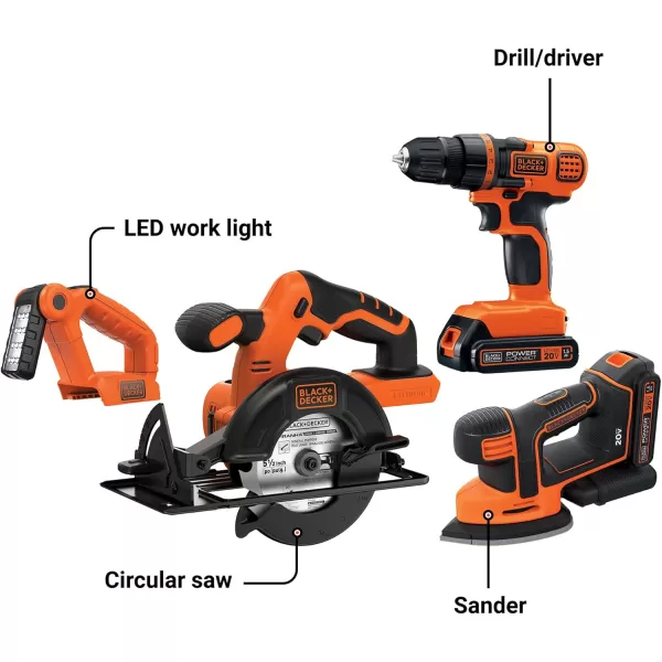 BLACK+DECKER 20V MAX* POWERCONNECT Cordless 4-Tool Combo Kit 