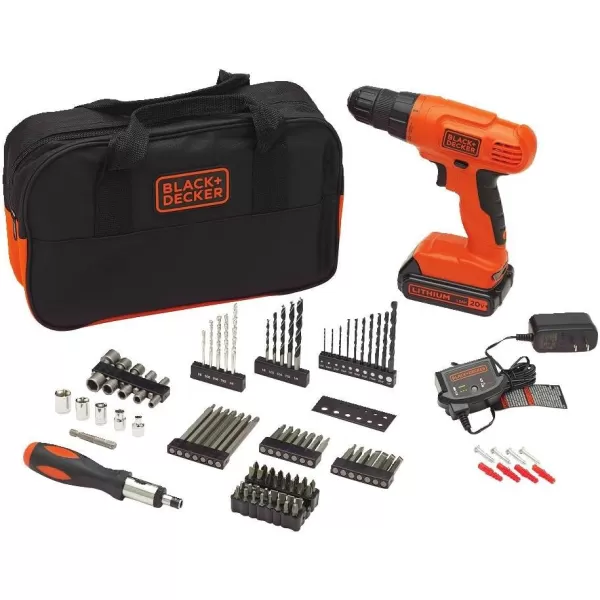 BLACK+DECKER 20V MAX* POWERCONNECT Cordless Drill Kit + 100 pc. Kit , Orange