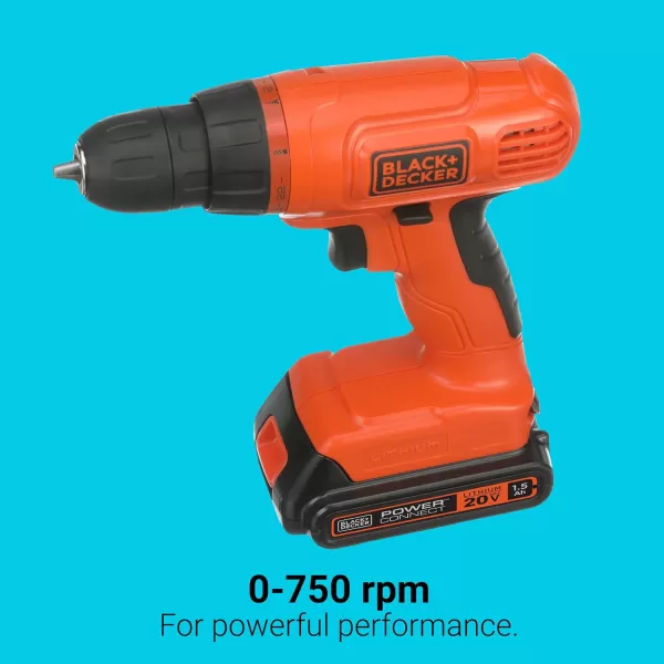 BLACK+DECKER 20V MAX* POWERCONNECT Cordless Drill Kit + 100 pc. Kit , Orange