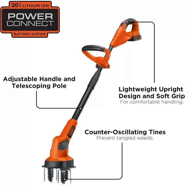 BLACK+DECKER 20V MAX* POWERCONNECT Cordless Garden Tiller Kit, Tool Only 