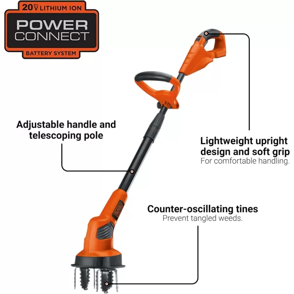 BLACK+DECKER 20V MAX* POWERCONNECT Cordless Garden Tiller Kit, Tool Only )