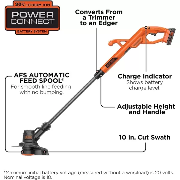 BLACK+DECKER 20V MAX String Trimmer/Edger Kit, 10-Inch 
