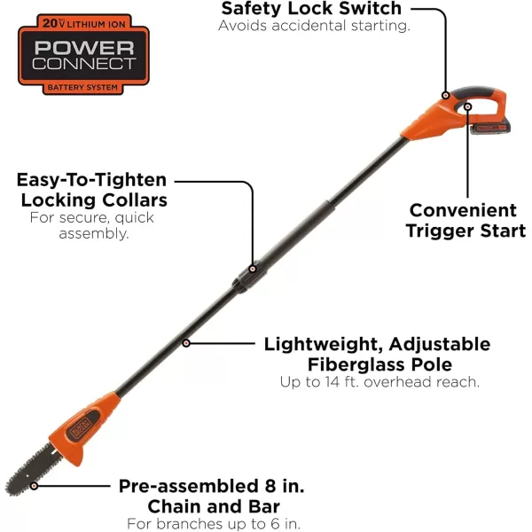 BLACK+DECKER 20V Max Pole Saw, 8-Inch, Cordless 