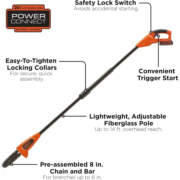 BLACK+DECKER 20V Max Pole Saw, 8-Inch, Cordless )
