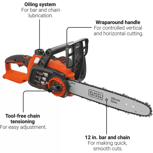 BLACK+DECKER 40V MAX* Cordless Chainsaw, Tool Only, 12 in. )
