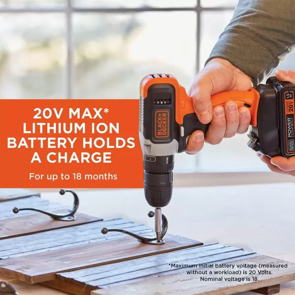BLACK+DECKER BCKSB29C1 20V MAX* Cordless Drill with 28-Piece Home Project Kit in Translucent Tool Box
