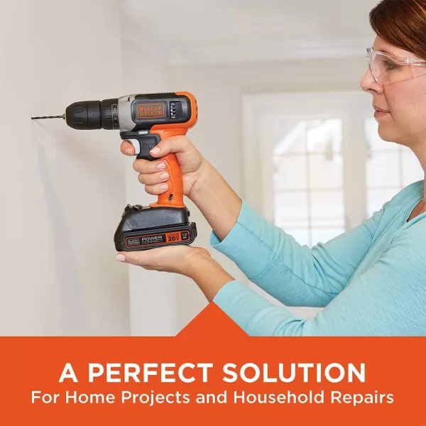 BLACK+DECKER BCKSB29C1 20V MAX* Cordless Drill with 28-Piece Home Project Kit in Translucent Tool Box