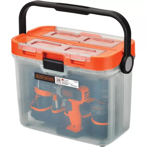 BLACK+DECKER BCKSB29C1 20V MAX* Cordless Drill with 28-Piece Home Project Kit in Translucent Tool Box
