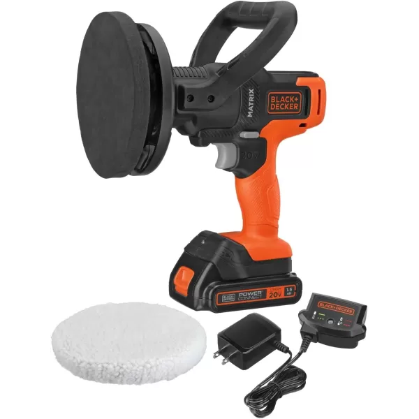 BLACK+DECKER MATRIX 20V MAX Buffer Kit, For Cars, Floors and Furniture, 3500 RPM, Battery &amp; Charger Included, Orange )