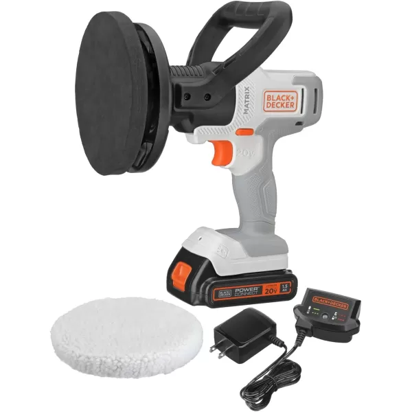 BLACK+DECKER MATRIX 20V MAX Buffer Kit, For Cars, Floors and Furniture, 3500 RPM, Battery &amp; Charger Included, Orange )