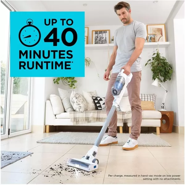 BLACK+DECKER POWERSERIES+ 16V MAX Cordless Stick Vacuum with LED Floor Lights, Lightweight, Multi-Surface, White 