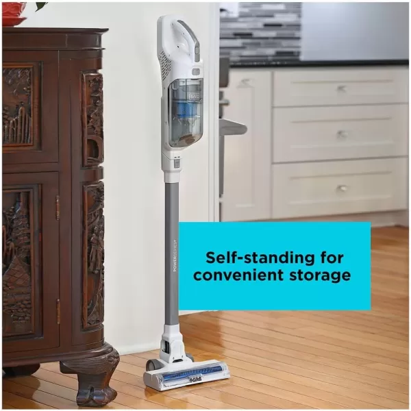BLACK+DECKER POWERSERIES+ 16V MAX Cordless Stick Vacuum with LED Floor Lights, Lightweight, Multi-Surface, White 