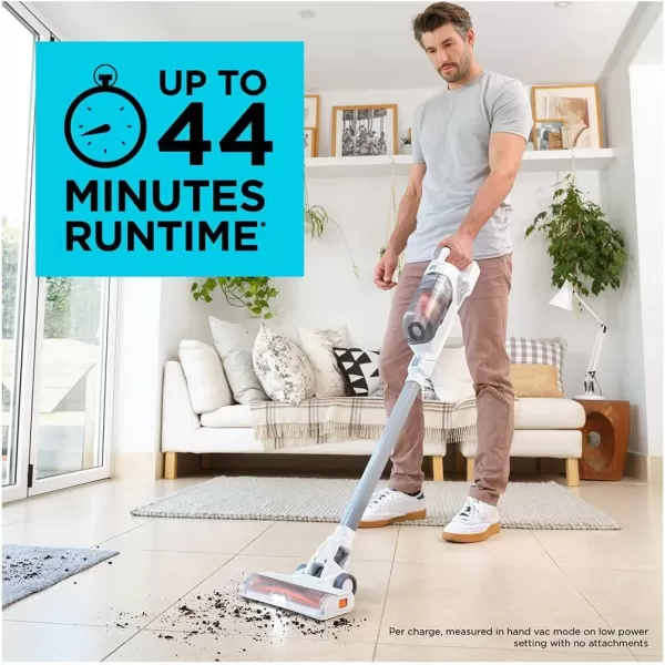 BLACK+DECKER POWERSERIES+ 16V MAX Cordless Stick Vacuum with LED Floor Lights, Lightweight, Multi-Surface, White 