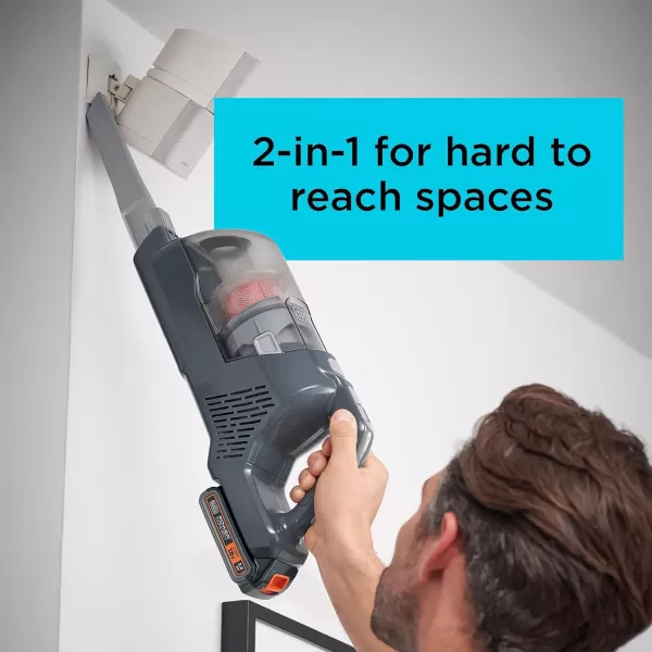 BLACK+DECKER POWERSERIES+ 20V MAX* Cordless Stick Vacuum with LED Floor Lights, Lightweight, Removable Battery 