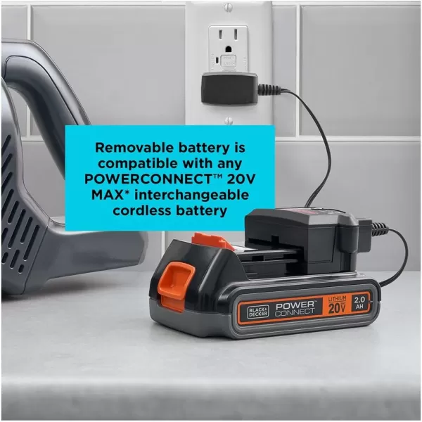BLACK+DECKER POWERSERIES+ 20V MAX* Cordless Stick Vacuum with LED Floor Lights, Lightweight, Removable Battery 