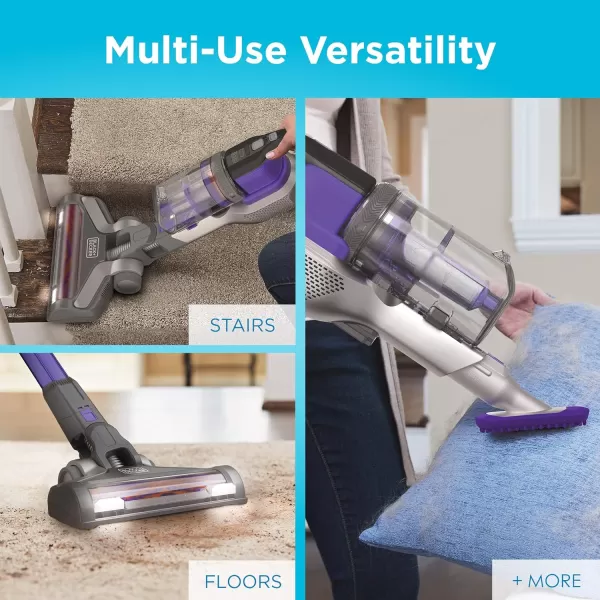 BLACK+DECKER Powerseries Extreme Cordless Stick Vacuum Cleaner for Pets, Purple 
