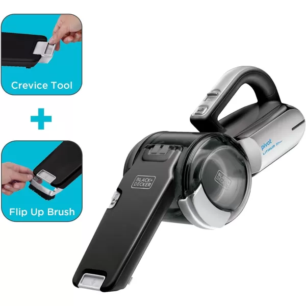 BLACK+DECKER dustbuster PIVOT VAC Cordless Handheld Vacuum, Home and Car Vacuum with Crevice Tool and Pivot Nozzle 