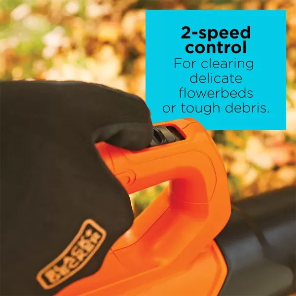 Black+Decker 20V MAX Cordless Leaf Blower, 2-Speed, Up to 90 MPH, with Battery and Charger 