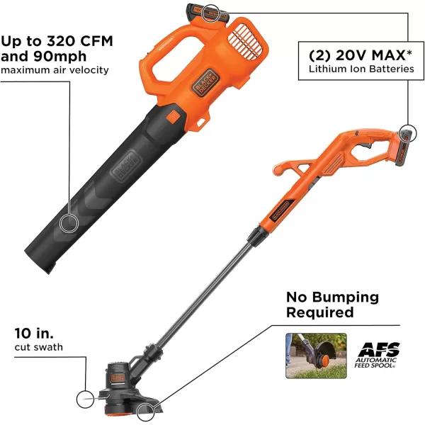 Black+Decker BCK279D2 20V MAXAxial Leaf Blower and String Trimmer Combo Kit
