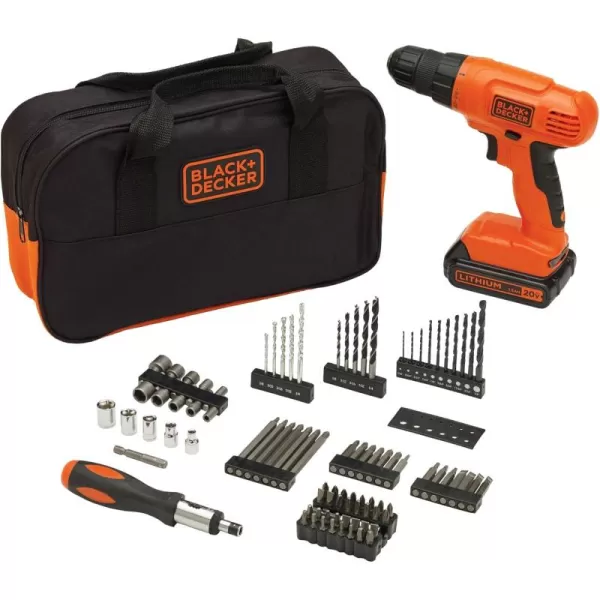 BLACK+DECKER 20V MAX* POWERCONNECT Cordless Drill Kit + 100 pc. Kit , Orange