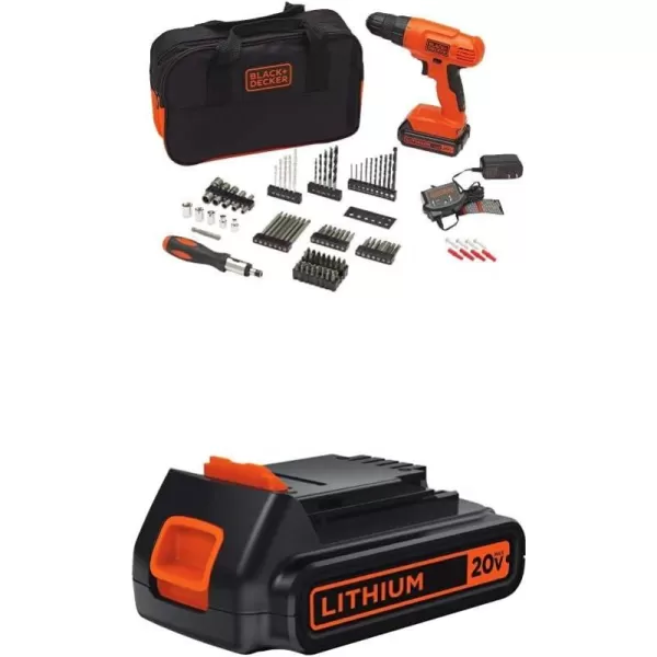 BLACK+DECKER 20V MAX* POWERCONNECT Cordless Drill Kit + 100 pc. Kit , Orange