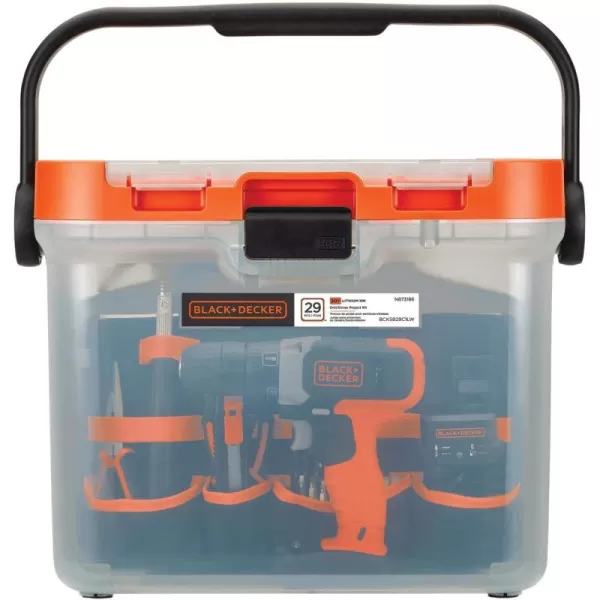 BLACK+DECKER BCKSB29C1 20V MAX* Cordless Drill with 28-Piece Home Project Kit in Translucent Tool Box