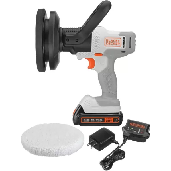 BLACK+DECKER MATRIX 20V MAX Buffer Kit, For Cars, Floors and Furniture, 3500 RPM, Battery &amp; Charger Included, Orange )