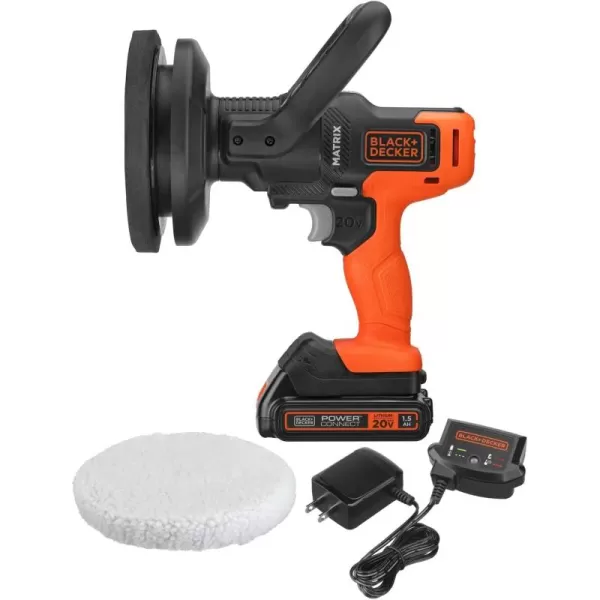BLACK+DECKER MATRIX 20V MAX Buffer Kit, For Cars, Floors and Furniture, 3500 RPM, Battery &amp; Charger Included, Orange )