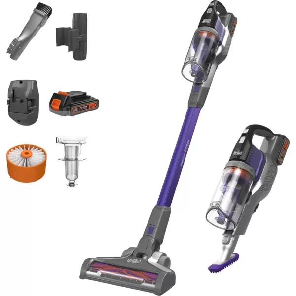 BLACK+DECKER Powerseries Extreme Cordless Stick Vacuum Cleaner for Pets, Purple 
