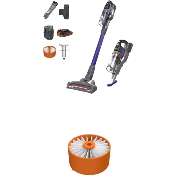 BLACK+DECKER Powerseries Extreme Cordless Stick Vacuum Cleaner for Pets, Purple 