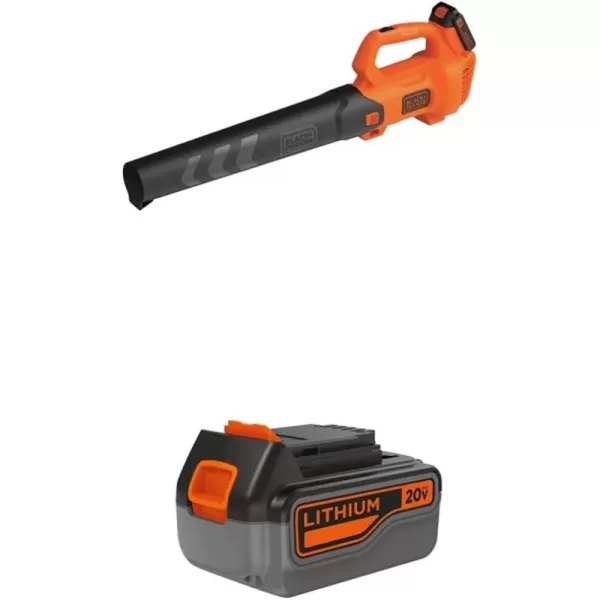 Black+Decker 20V MAX Cordless Leaf Blower, 2-Speed, Up to 90 MPH, with Battery and Charger 