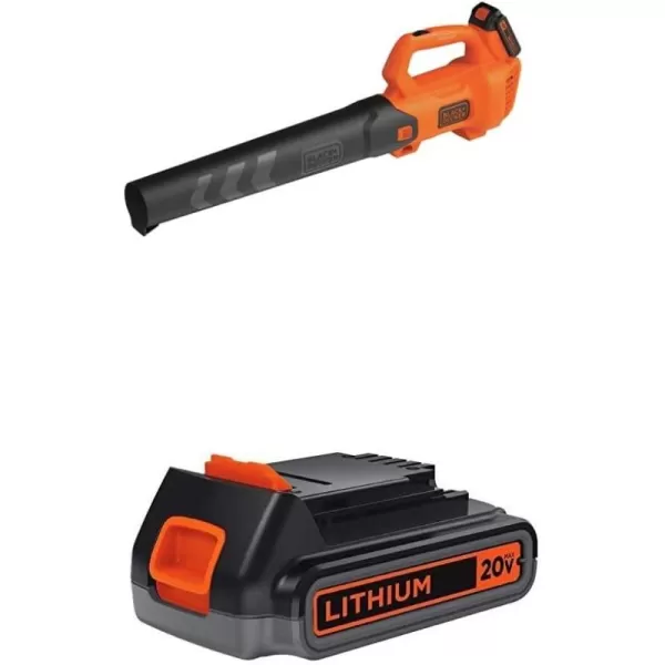 Black+Decker 20V MAX Cordless Leaf Blower, 2-Speed, Up to 90 MPH, with Battery and Charger 