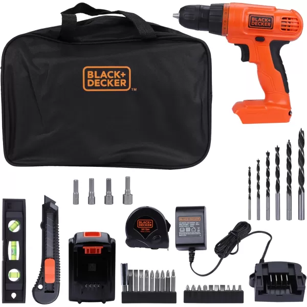 BLACK+DECKER 20V MAX Drill &amp; Home Tool Kit, 34 Piece , Orange