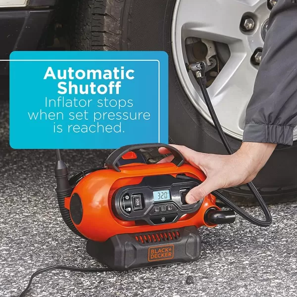 BLACK+DECKER 20V MAX* Inflator, Portable Air Compressor, 3 Modes: Cordless, 120V Corded, and 12V Car Adapter, Air Pump, Battery Sold Separately 
