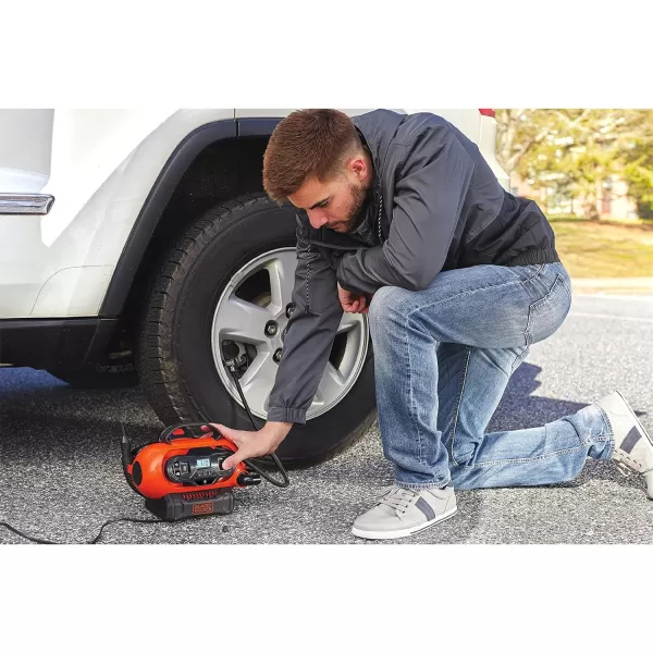 BLACK+DECKER 20V MAX* Inflator, Portable Air Compressor, 3 Modes: Cordless, 120V Corded, and 12V Car Adapter, Air Pump, Battery Sold Separately 