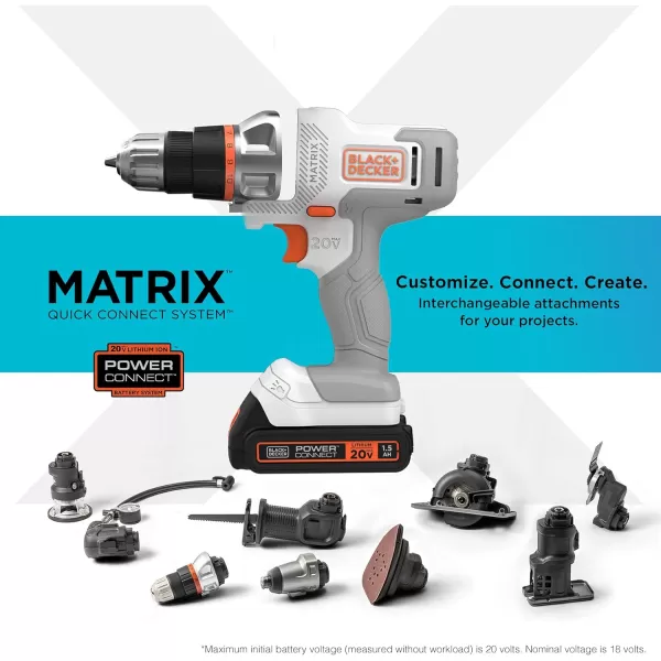 BLACK+DECKER 20V MAX MATRIX Drill, Power Tool Combo Kit, 6-Tool Set, Cordless Tool Set )