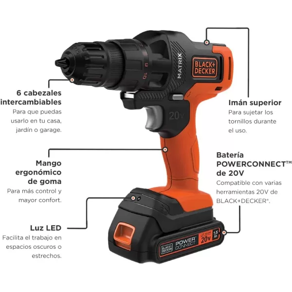 BLACK+DECKER 20V MAX MATRIX Drill, Power Tool Combo Kit, 6-Tool Set, Cordless Tool Set 