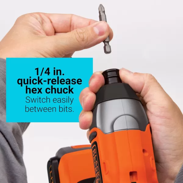 BLACK+DECKER 20V MAX* POWERCONNECT 1/4 in. Cordless Impact Driver, Tool Only 