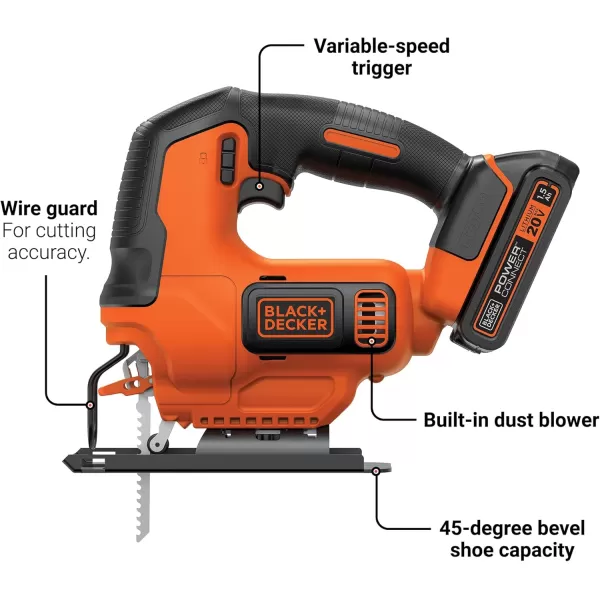 BLACK+DECKER 20V MAX* POWERCONNECT Cordless Jig Saw 