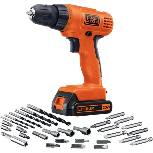 BLACK+DECKER 20V MAX POWERECONNECT Cordless Drill/Driver + 30 Piece Bits and Drivers Kit 