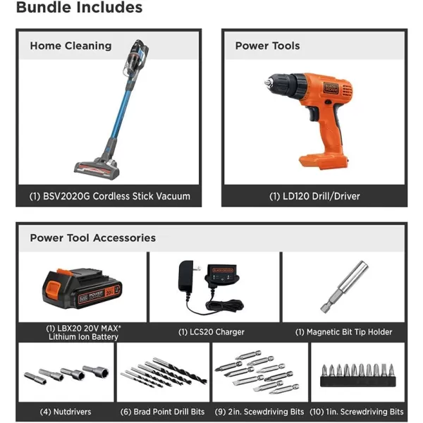 BLACK+DECKER 20V MAX POWERECONNECT Cordless Drill/Driver + 30 Piece Bits and Drivers Kit 